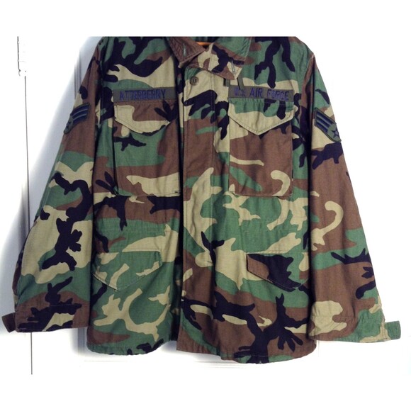 Vtg US Military M65 Jacket Men Med Regular Woodland Camo Field Coat Cold Weather - Picture 2 of 9